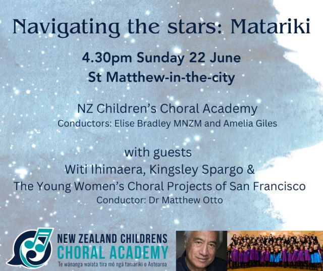As part of their NZ tour with us, the Young Women's Choral Projects of San Francisco are joining with with NZ Children's Choral Academy, and guests Witi Ihimaera and Kingsley Spargo for a special Matariki Concert.

This is shaping up to be an event not to be missed, so grab your tickets and join us for a stellar concert! 🌟🎶
Tickets available here - https://events.humanitix.com/navigating-the-stars-matariki
@ywcpsf 

#choralconcert #choirconcert #matariki #matarikiconcert #travelwithtourtime #choirtour #choraltour