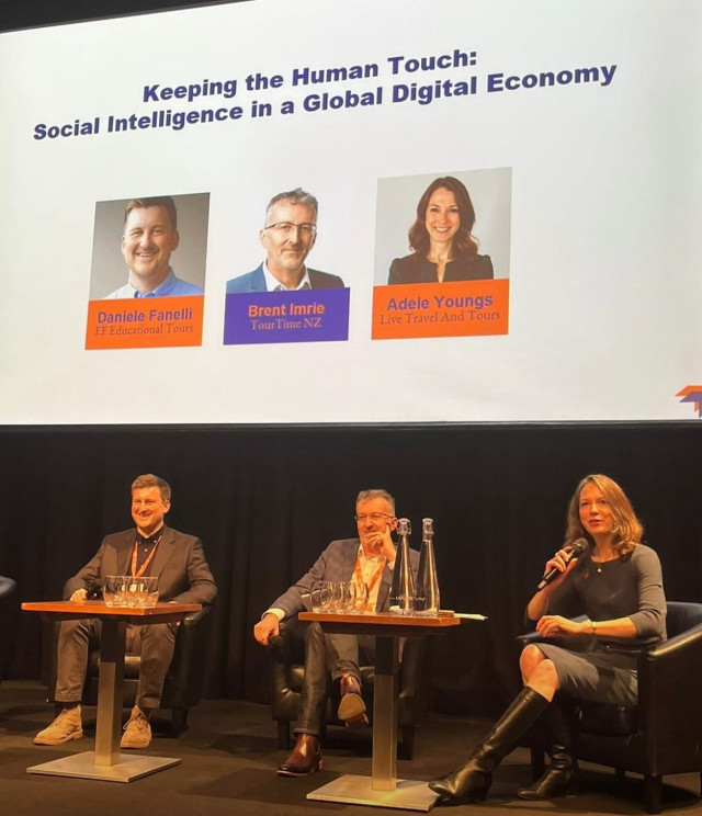 Brent Imrie is currently at the ETOA - European Tourism Association ‘Keeping Tourism Competitive’ GEM Conference.
He’s wearing both his SYTA: Student and Youth Travel Association and Tour Time hats, and as SYTA President has been on a panel discussing ‘How to keep the human touch and sustainability at the heart of what we do’. @brentimrie @sytaorg