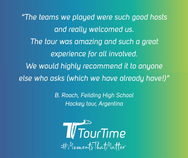 #FeedbackFriday
Earlier in the year, FAHS Feilding High School travelled to Argentina for a hockey tour with Tour Time. Argentina is one of our favourite destinations - whether it's a hockey, football, music, or language tour - it's an amazingly diverse and exciting country to experience (not to mention the delicious BBQs!).
Contact Tour Time today if you'd like to explore a tour to Argentina - info@tourtime.co.nz
 #SchoolTourSpecialist #GlobalStudentTravel #TrustedTourPartner #GroupTravel #StudentTravel #EducationBeyondTheClassroom #PlanWithConfidence #TravelWithTourTime #SportsTours #FootballTour #LanguageTours #MusicTours #HealthAndSafety #TAANZFinanciallyBonded